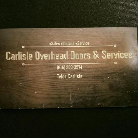 Carlisle Overhead Doors and Services wooden shop sign with phone number